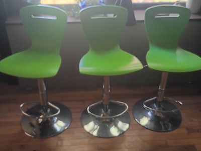 Stylish green lime bar or counter stools