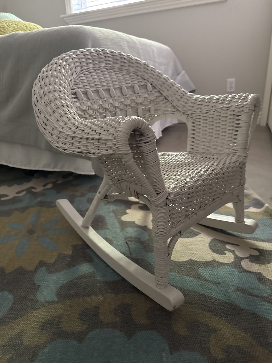 Child's White Wicker Rocking Chair - Nursery/Kids Room Decor