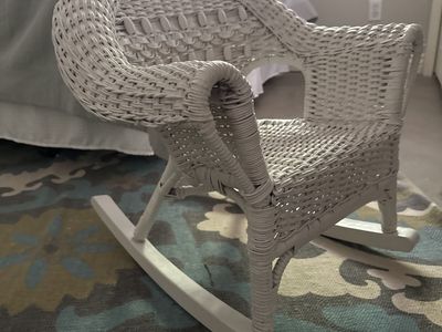 Child's White Wicker Rocking Chair - Nursery/Kids Room Decor