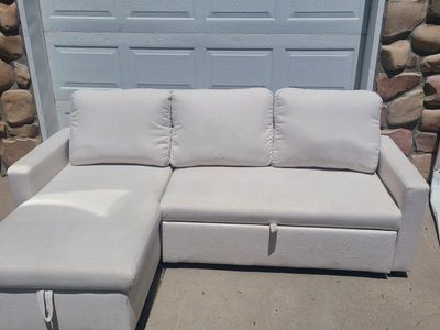 Cream Sectional with Pullout & Storage