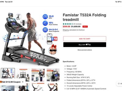 Famistar T532A Folding Treadmill | Auto Incline | 4.5 HP |