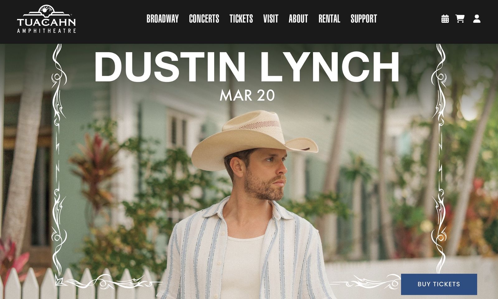 Dustin Lynch Concert Tickets 2nd row at Tuacahn - March 20