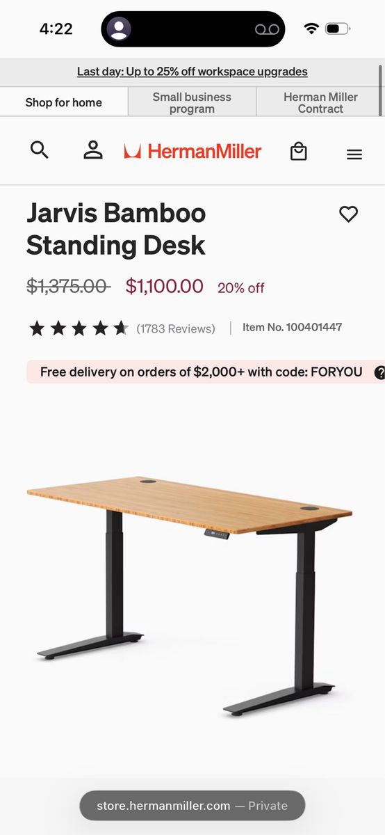 Jarvis bamboo standing desk