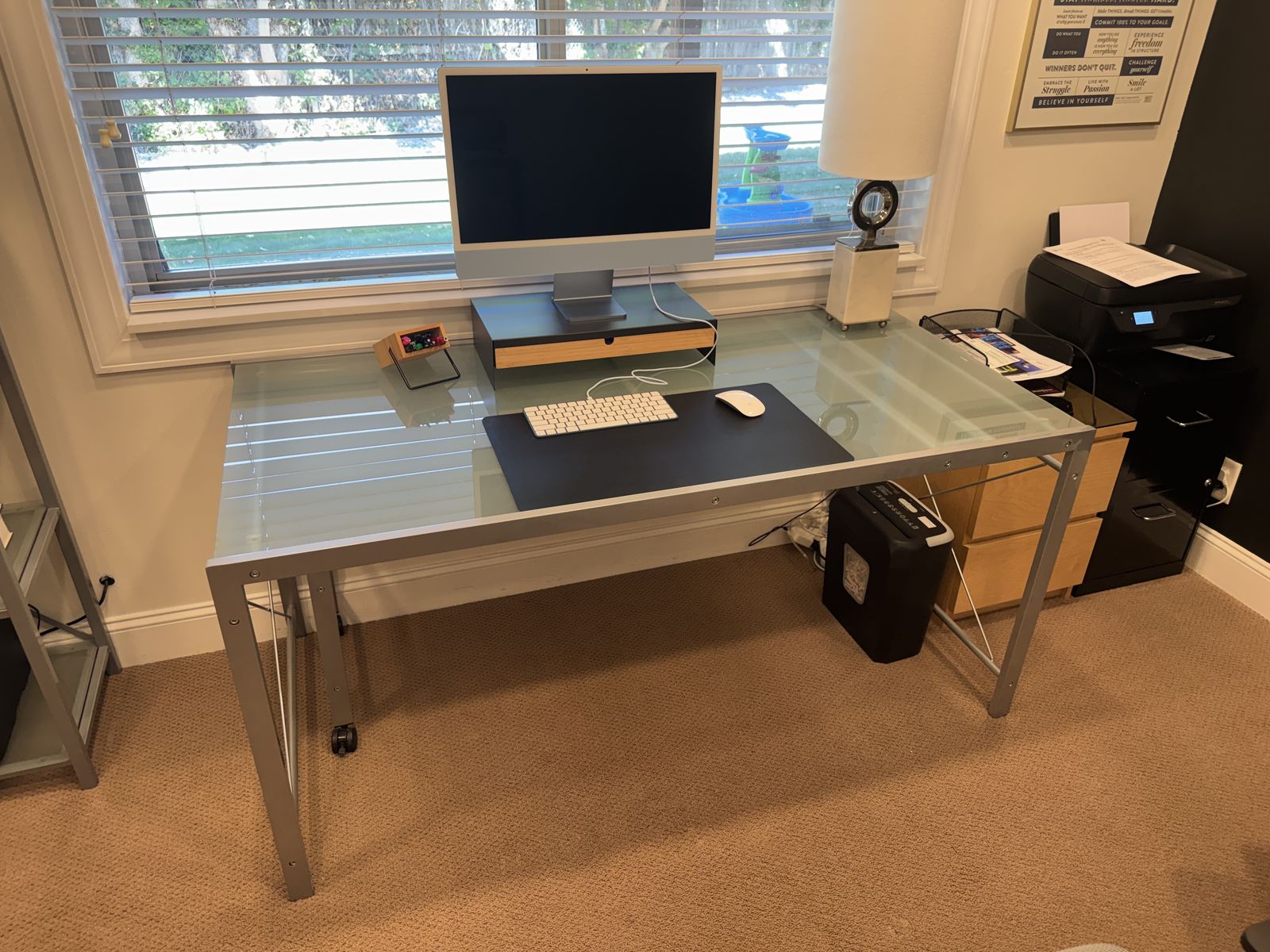 Metal and frosted glass desk