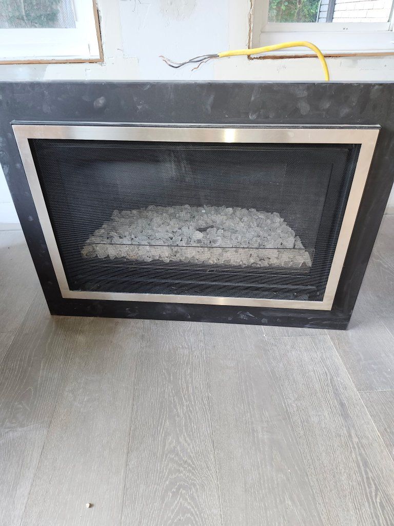 Modern Gas Fireplace Insert (37" x 27") - Black & Stainless