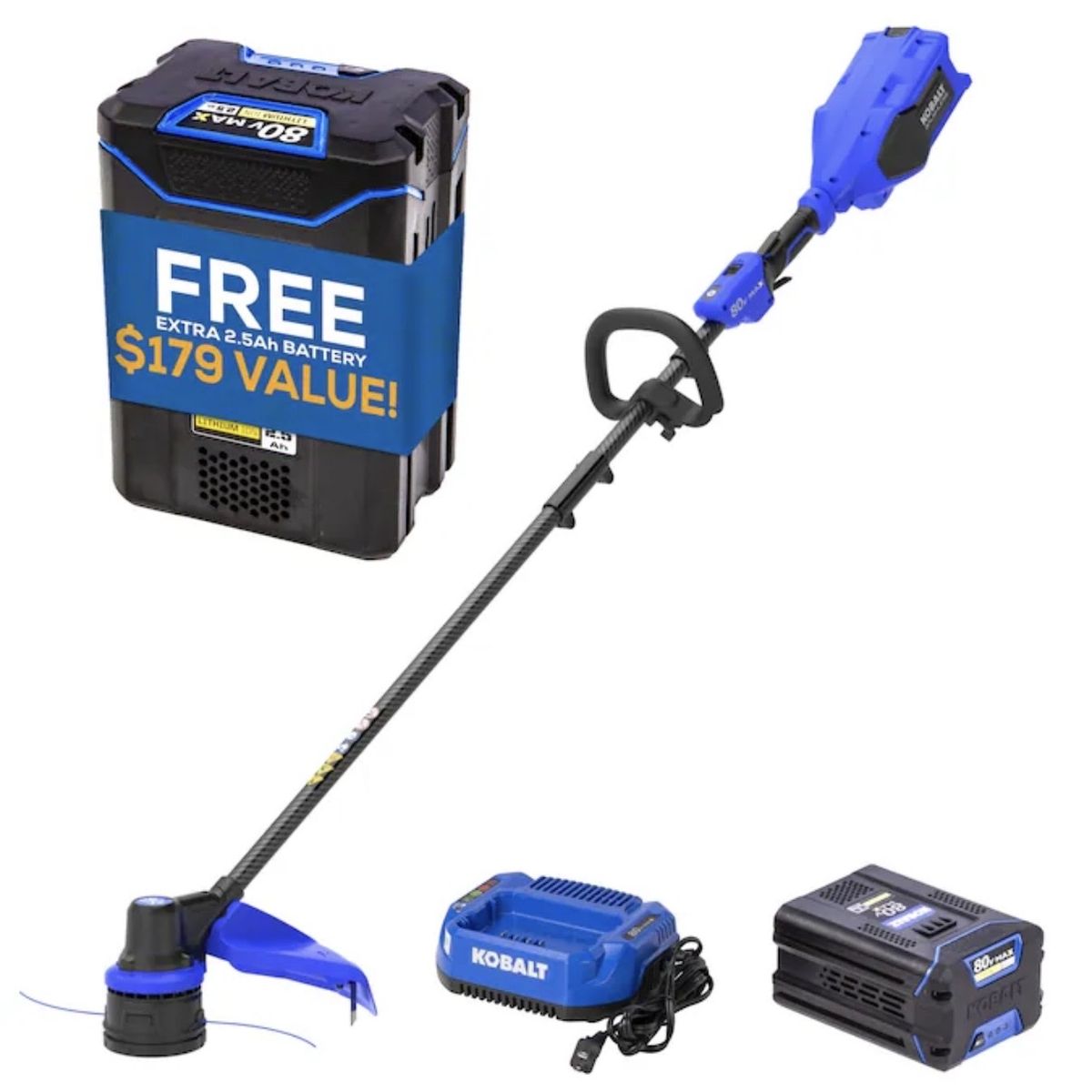 Kobalt 80V Max String Trimmer 17” w/ 2 Batteries