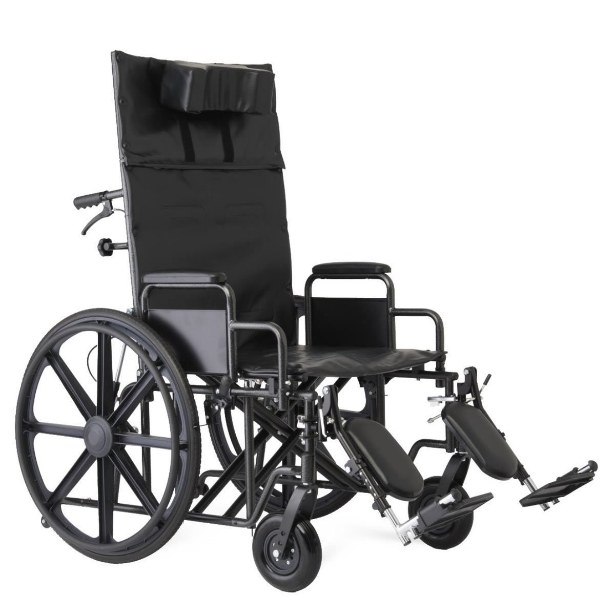Recliner Wheelchair Elevated Padded Leg Rest Head Support Anti tip Folds Up New