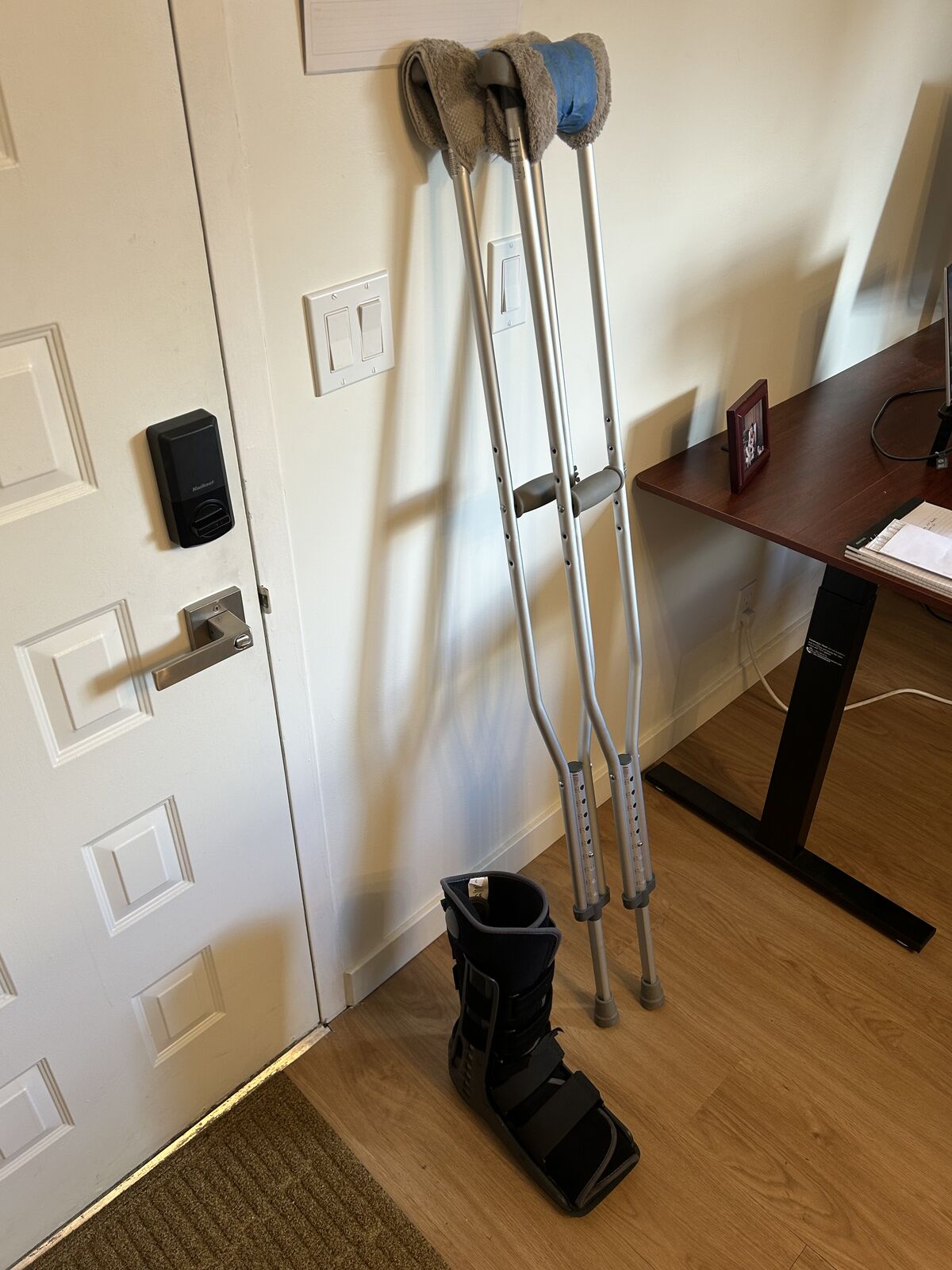 Crutches And Boot Cast
