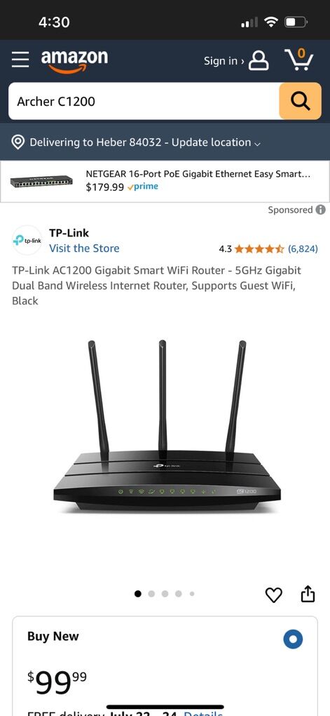 New TP-Link AC1200 Gigabit Smart WiFi Router