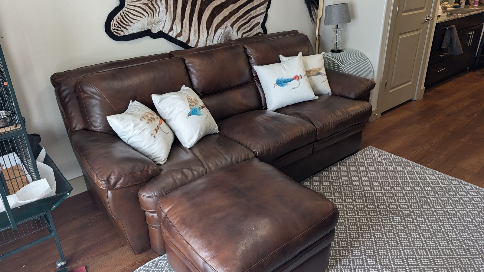 Leather Couch with Ottoman
