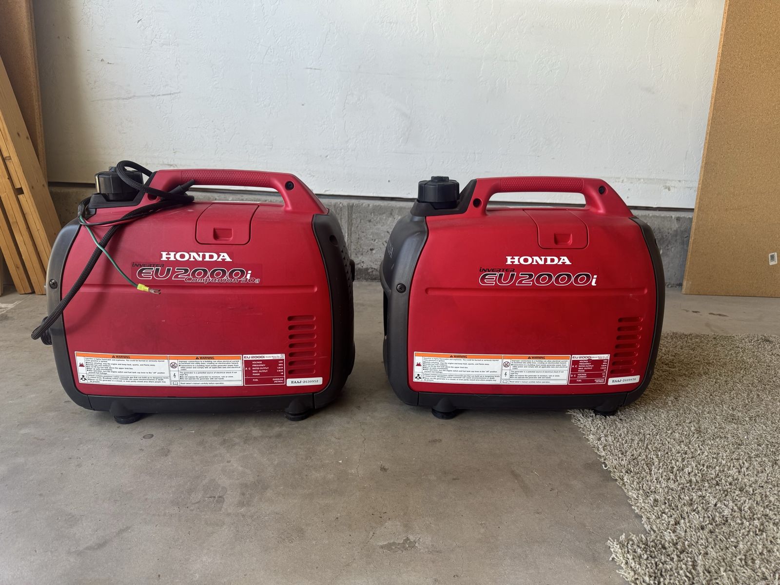 Honda EU2000i Inverter Generators – Pair + Parallel Companion Kit – Excellent Condition