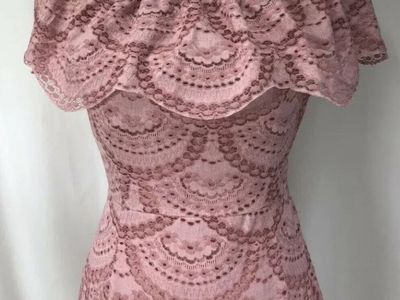 Gianni Bini Pink Eyelet Lace Off-Shoulder Maxi Dress - Floor Length Prom/Party Dress
