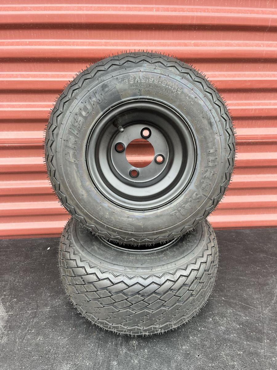 New Set of 2 Arisun Turf Sail Golf Cart/Utility Tires Mounted on New Flat Black Wheels $ 60.00 for Both