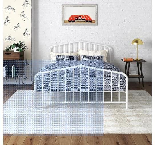 White Metal Queen headboard, footboard and frame