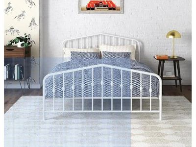 White Metal Queen headboard, footboard and frame