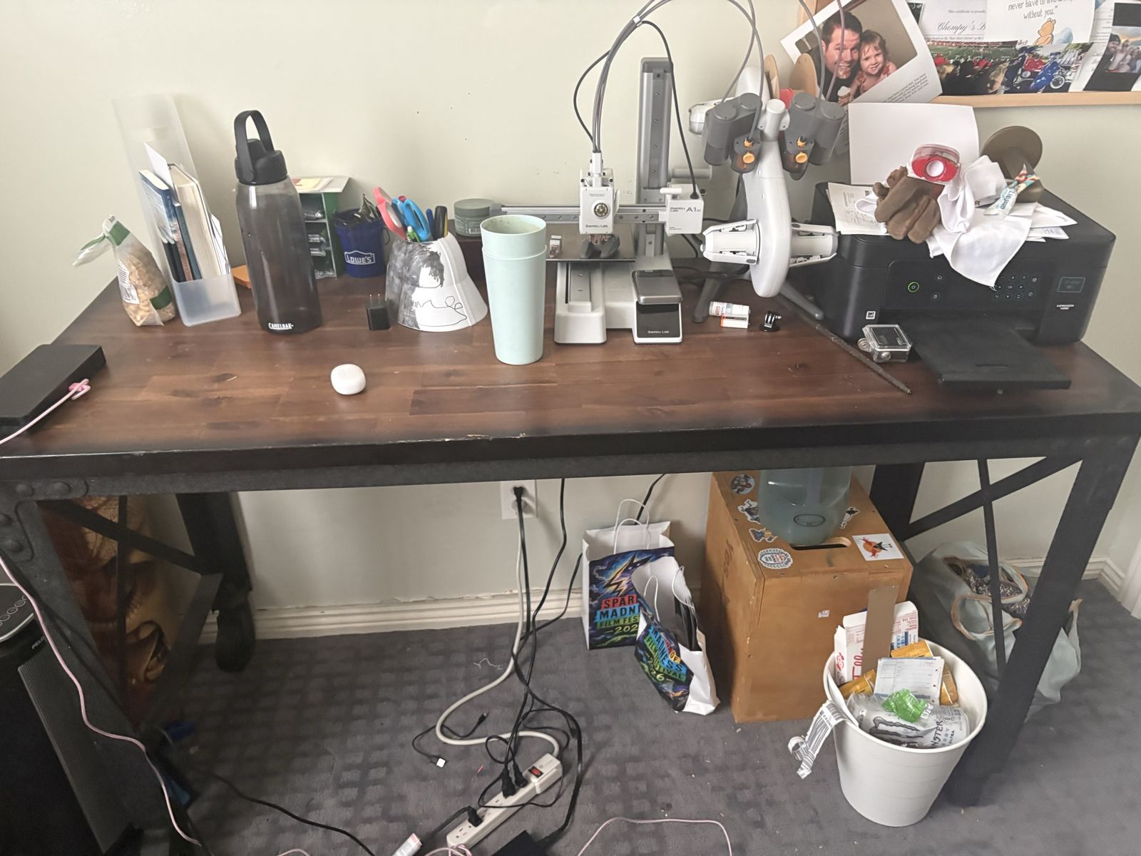 Industrial Style Wood Top Writing Desk with Metal Frame