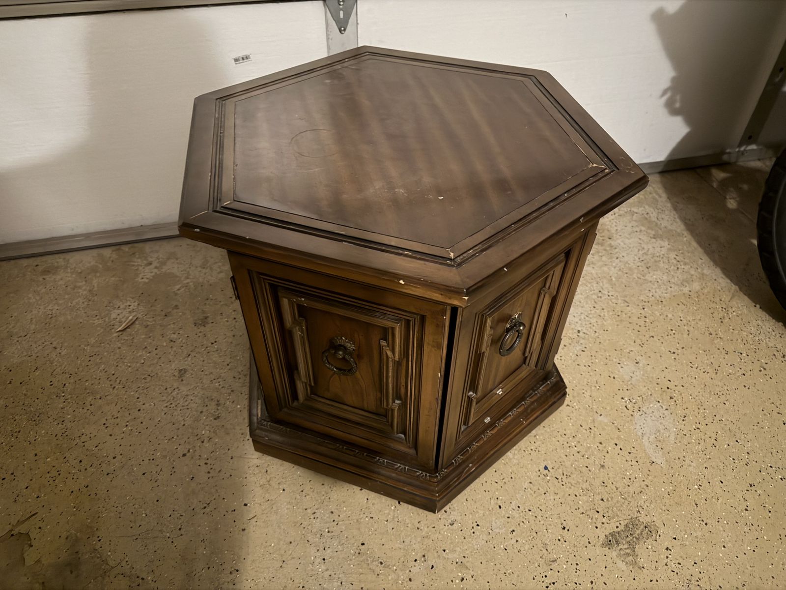 Hexagonal side table or nightstand