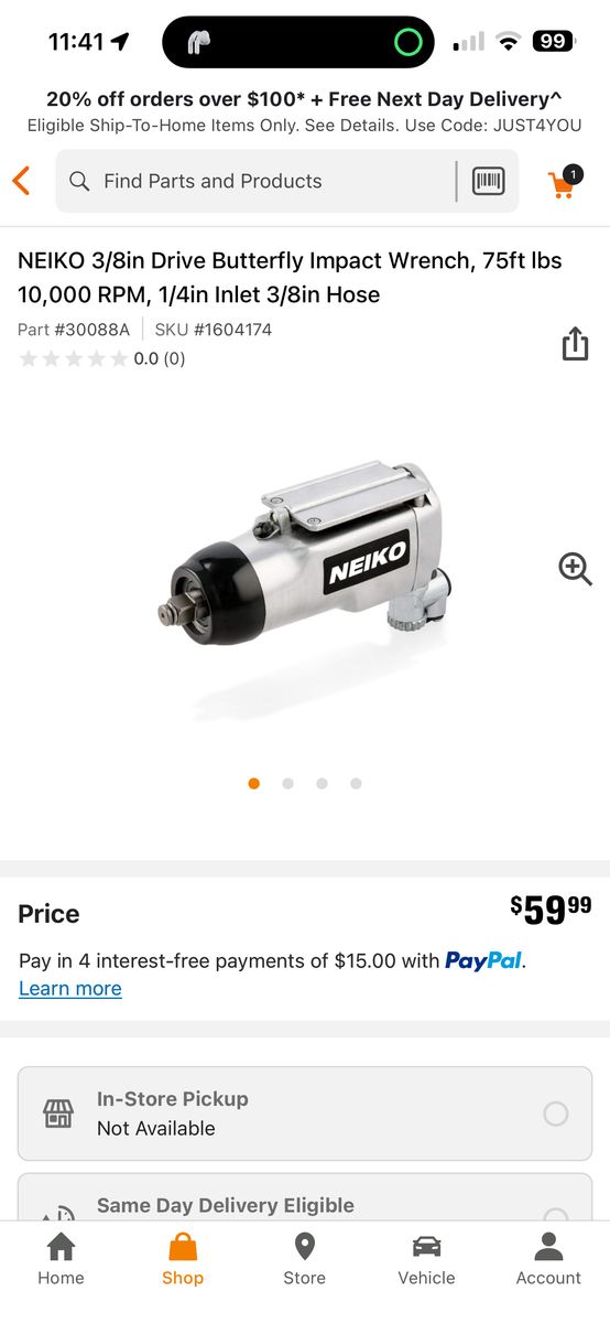 NEIKO 3/8in Drive Butterfly Impact Wrench