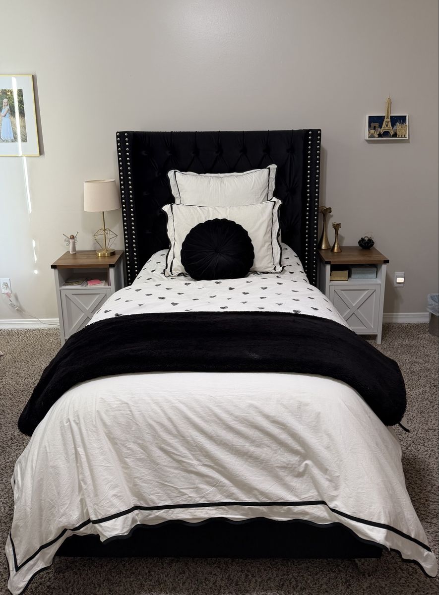 Twin velvet upholstered bed
