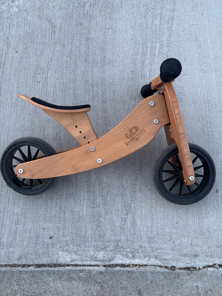 Kinderfeets Wooden Balance Bike - Kids Toddler Training Bicycle - Natural Bamboo