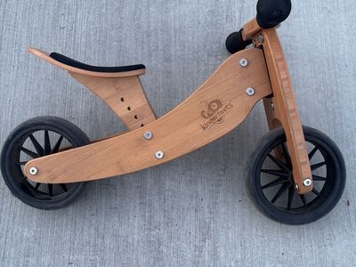 Kinderfeets Wooden Balance Bike - Kids Toddler Training Bicycle - Natural Bamboo