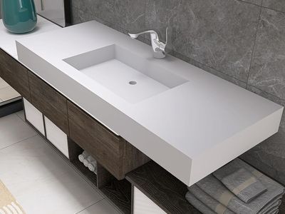 47" Wall Mount Matte White Vessel Sink