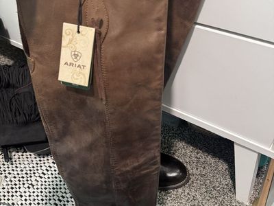 Ariat Farrah Over The Knee Western Boots Brown Leather Tall Riding Side Zip