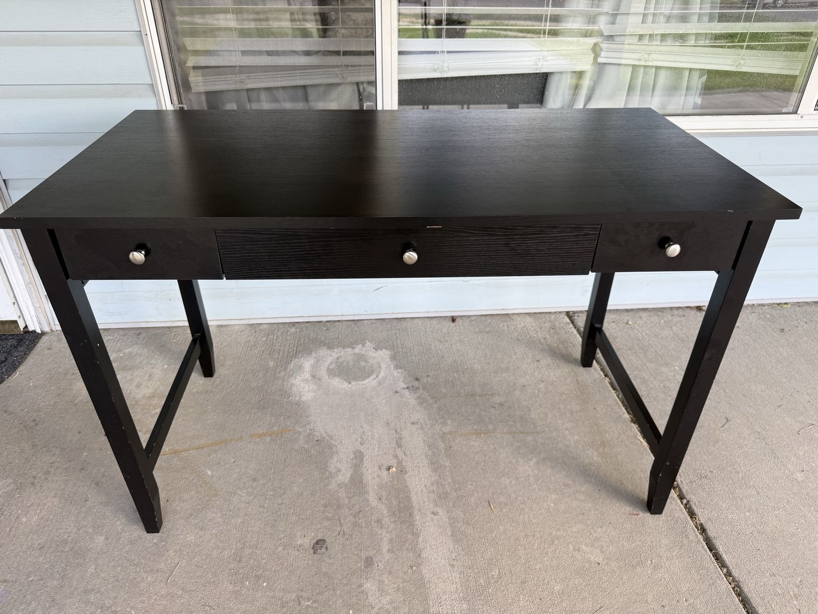 Black Wood Desk with Keyboard Tray & Storage Drawers - 47.5 inches wide