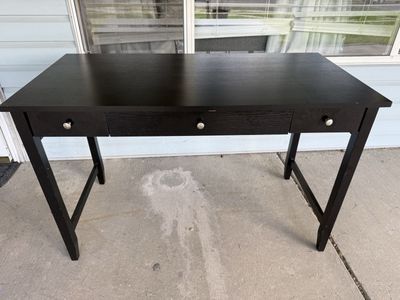 Black Wood Desk with Keyboard Tray & Storage Drawers - 47.5 inches wide