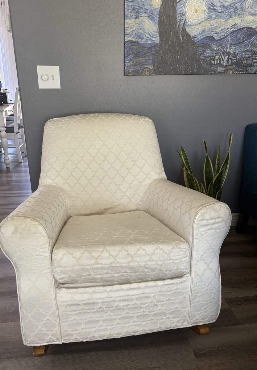 Light Cream Patterned Upholstered Armchair - Comfortable Seating Solution