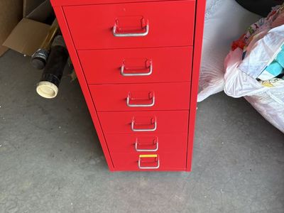 Red Metal 6-Drawer Cabinet Storage Unit