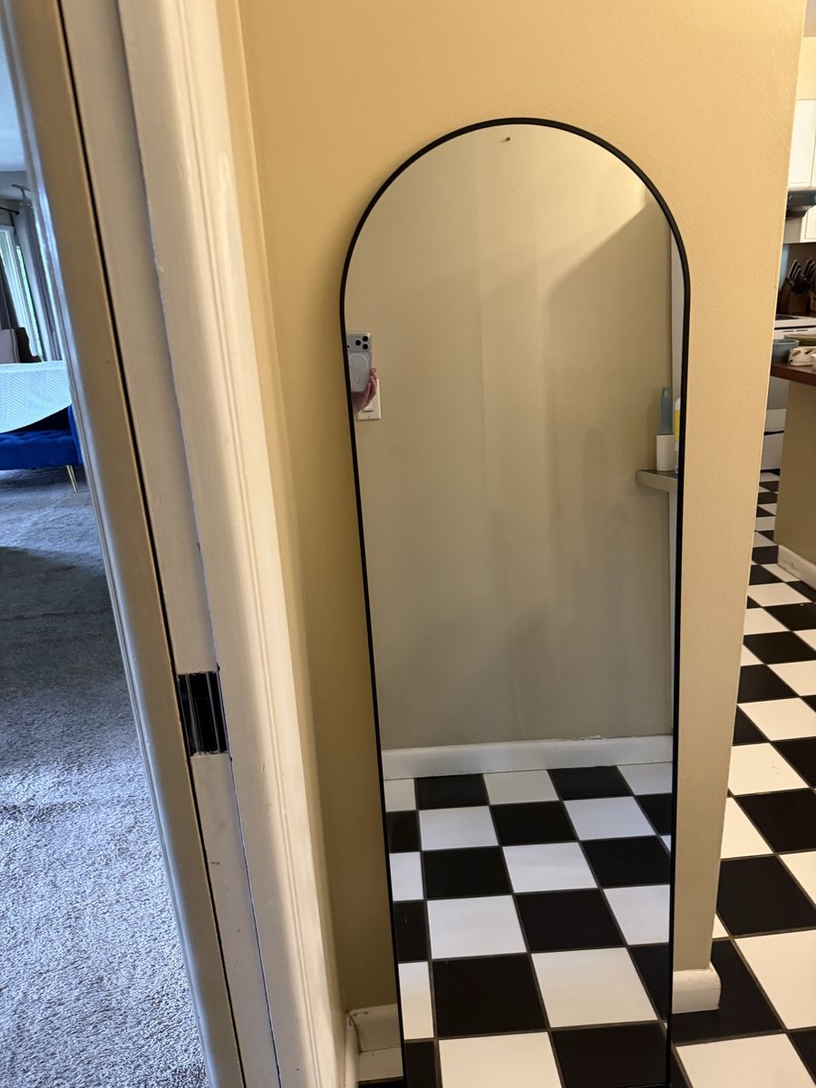 Arched Full-Length Mirror Black Frame Modern Design