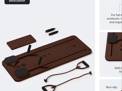 BetterMe Mini Pilates Reformer - Chocolate Brown, Compact & Portable for Full-Body Workouts