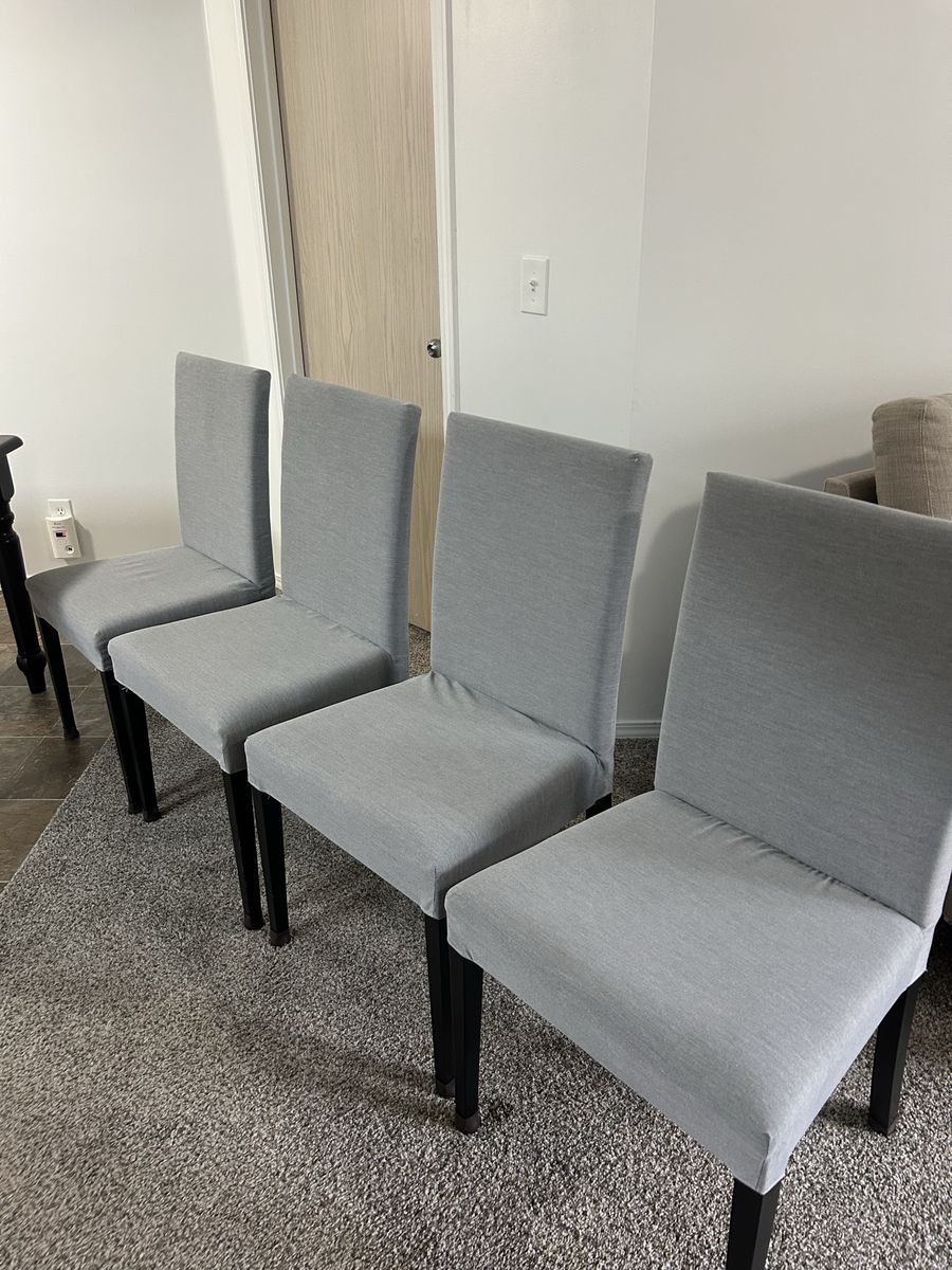Set of 4 Grey Upholstered Dining Chairs (free table if wanted)
