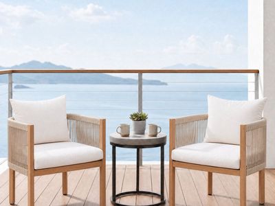 Woven Rope Patio Dining Armchairs Set of 2
