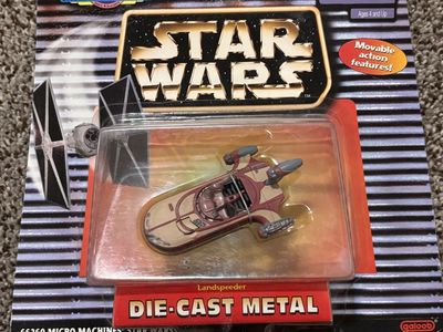 Micro Machines Star Wars Landspeeder Die-Cast Metal Vehicle Galoob 1997 w/ Movable Action
