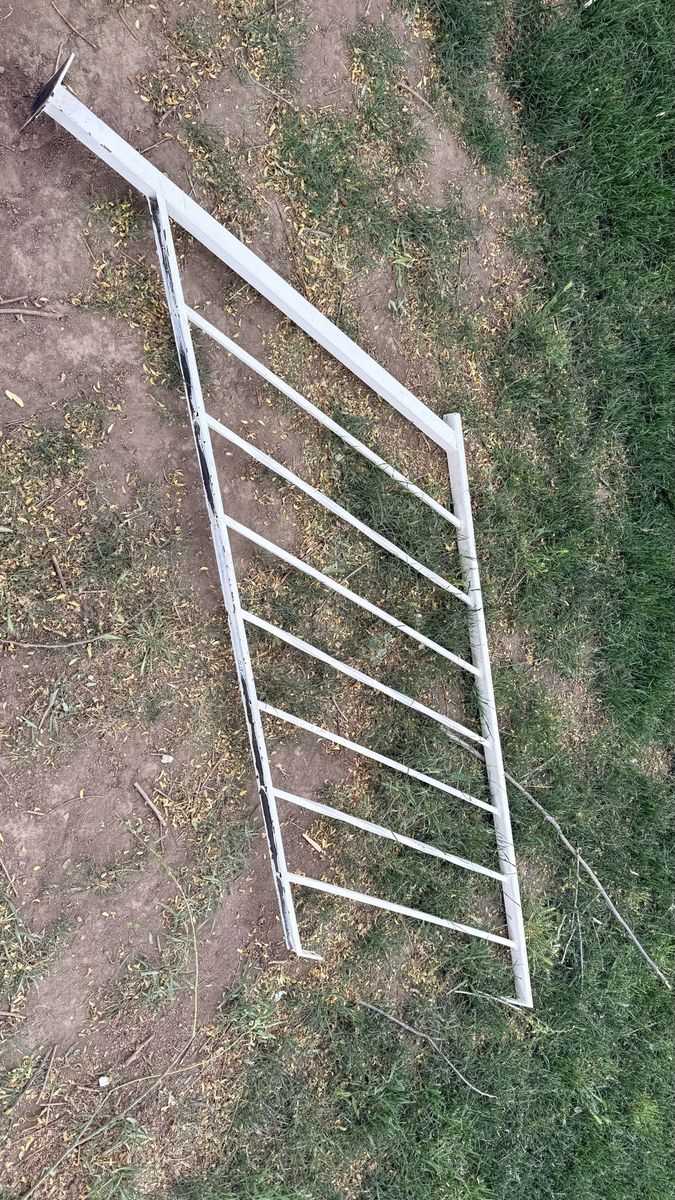 Metal handrail.