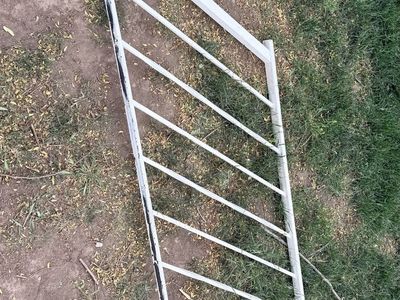 Metal handrail.