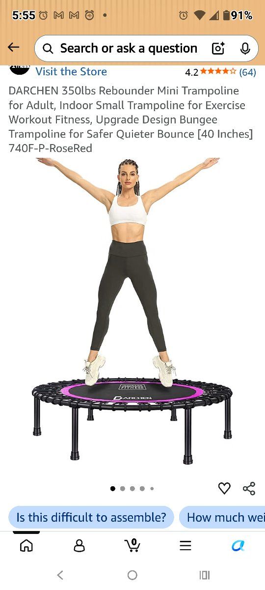 mini trampoline with steady bar