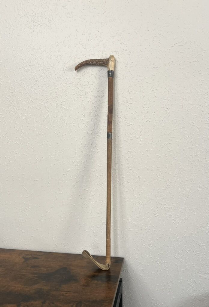 Vintage Riding Crop Antler Horn Handle Leather