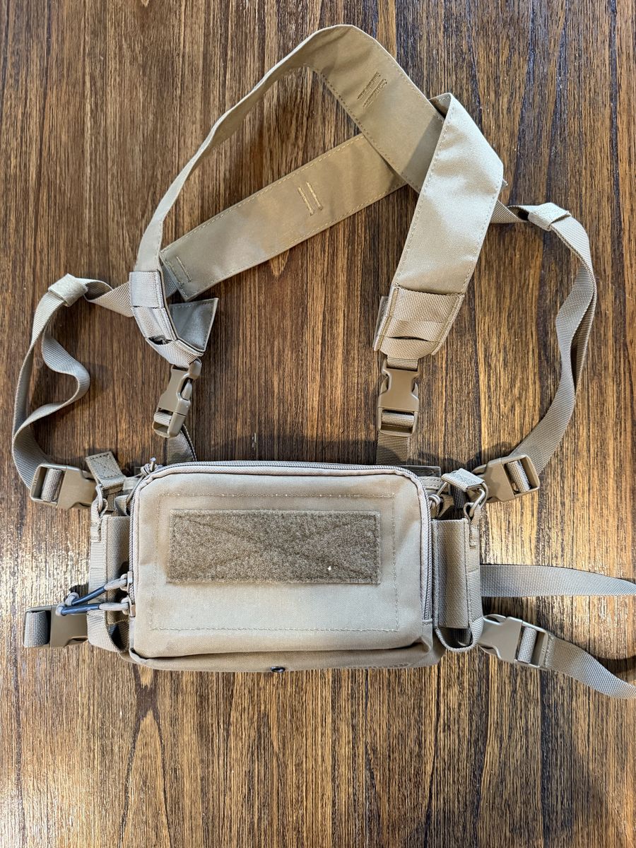 Tactical Chest Rig Pack with Adjustable Harness and Utility Pockets - Tan