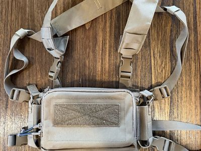 Tactical Chest Rig Pack with Adjustable Harness and Utility Pockets - Tan