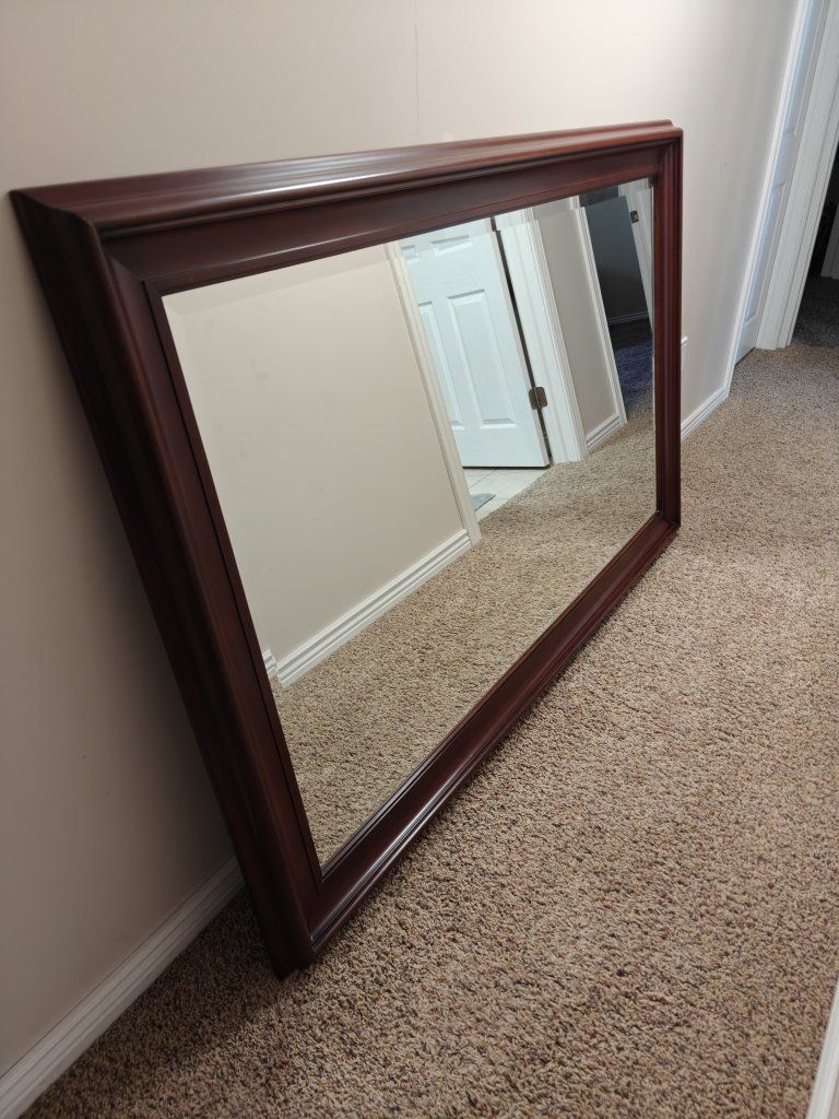 Large Cherry framed wall mirror