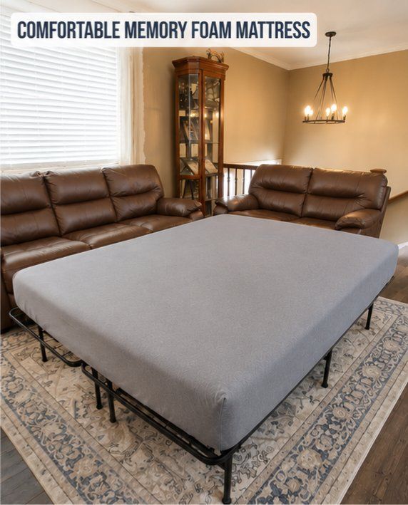 Queen Size Metal Bed Frame with Memory Foam Mattress