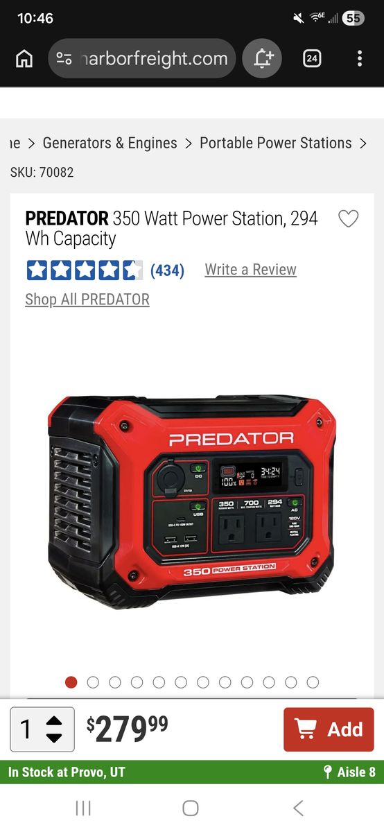 PREDATOR 350 Watt Power Station, 294 Wh Capacity