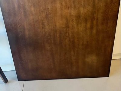 Dark Wood Dining Table Top with 4 Legs - Rectangular and 4 Bar Height Chairs