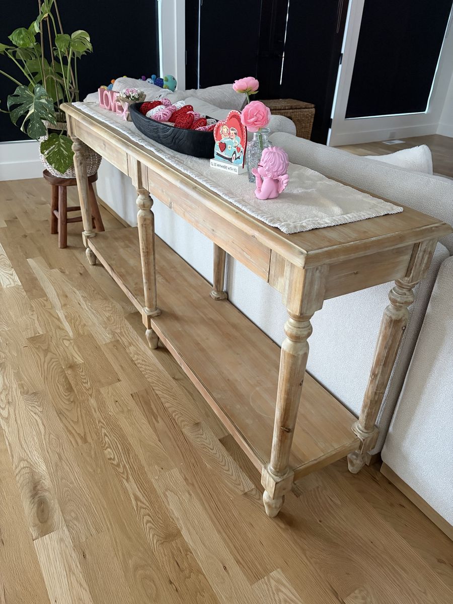 Console Table Wood Sofa Entryway Table with Storage Shelf and Drawers