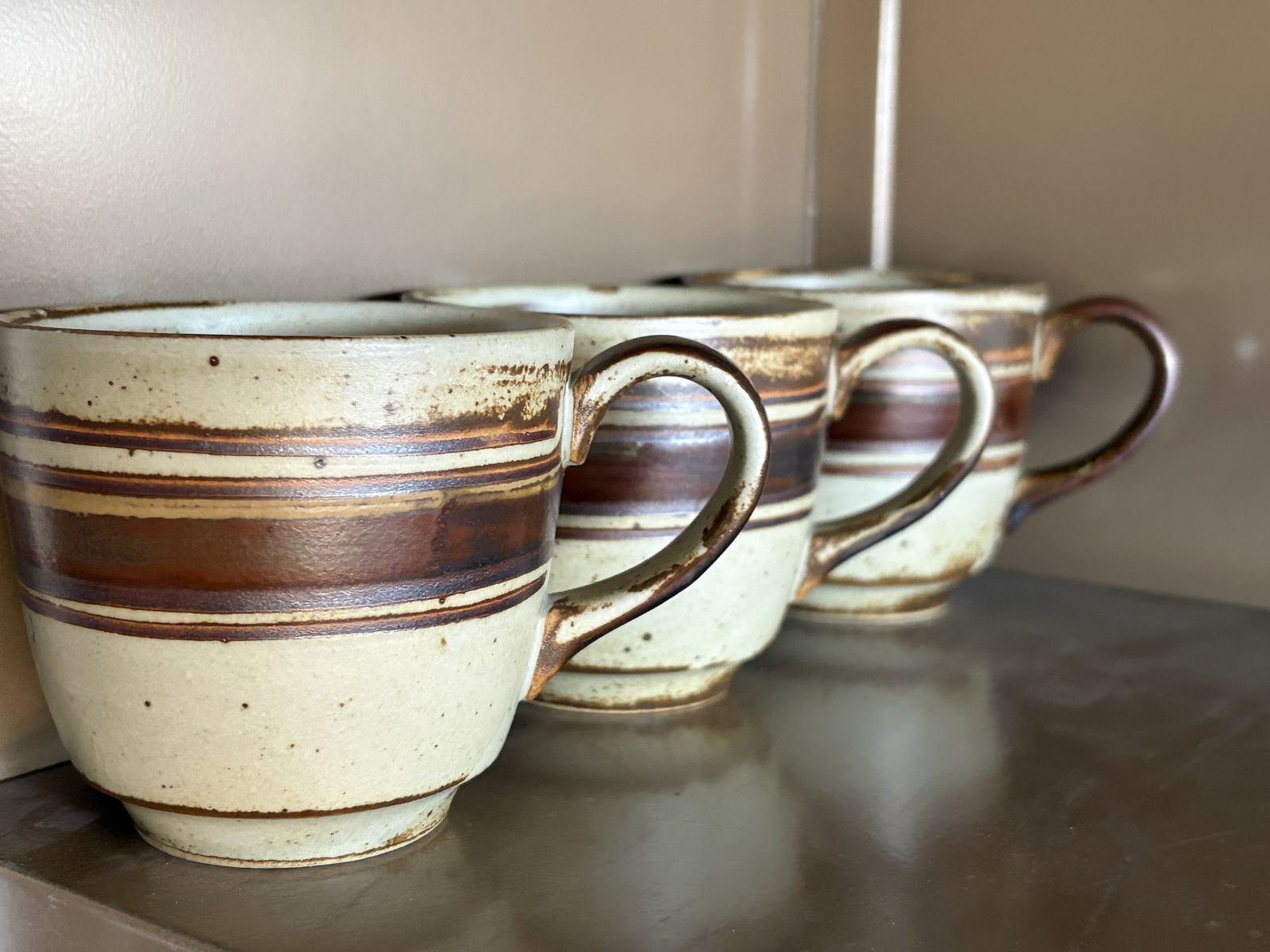 Fab Japanese stoneware coffee mugs. vintage Mid Century Modern MCM Desert Sun