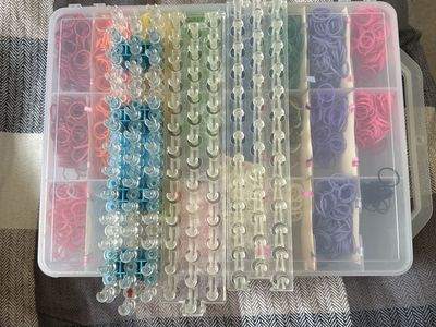 Rainbow Loom Rubber Band Craft Kit with Plastic Organizer Case and Looming Tools