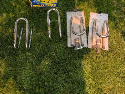 5 Motorcycle Trailer Wheel Brace / Wheel Chock Brackets 100 obo